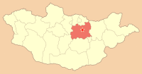 Położenie ajmaku na mapie Mongolii